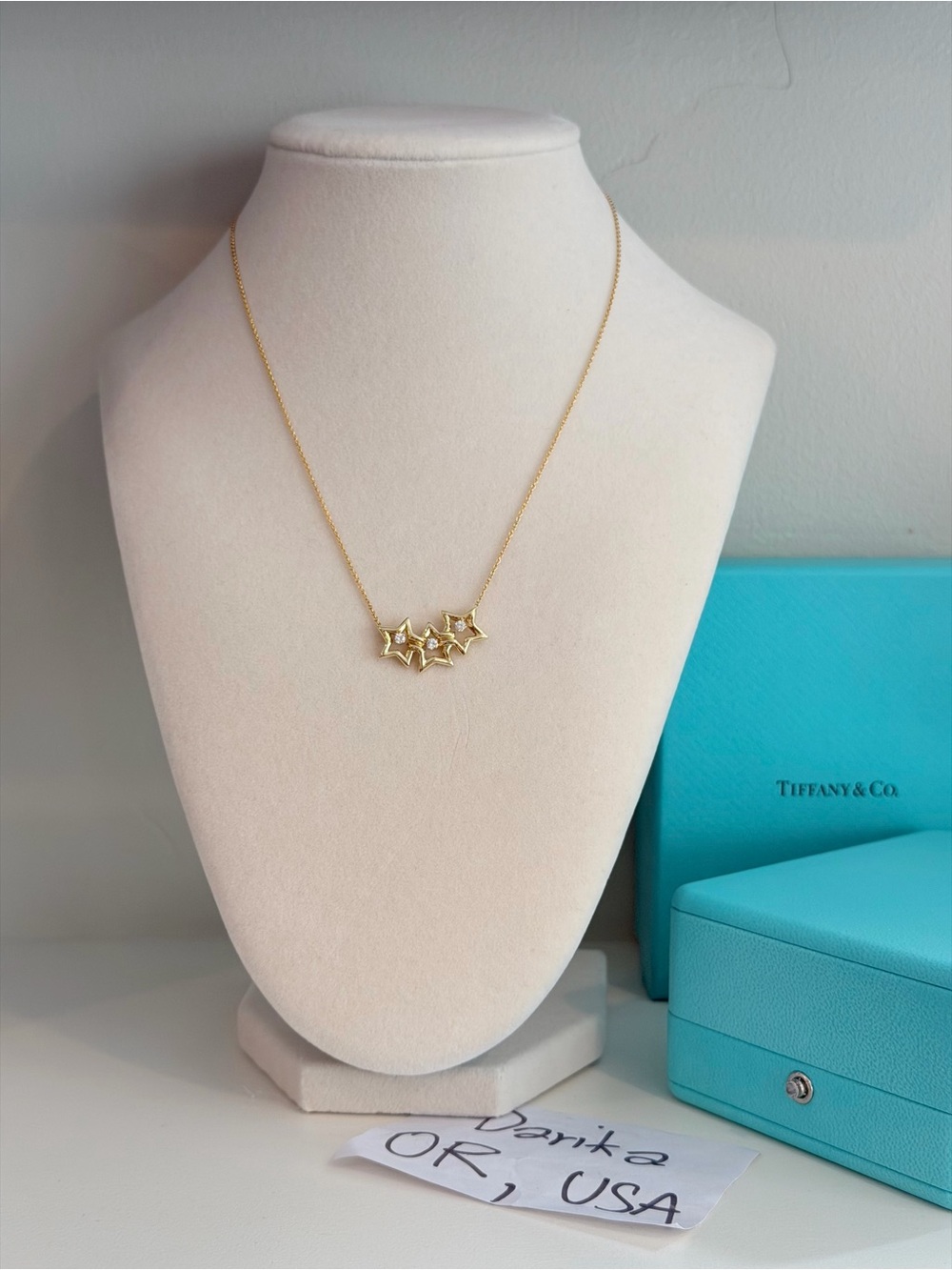 Tiffany & Co.  triple Star diamonds Pendant Necklace